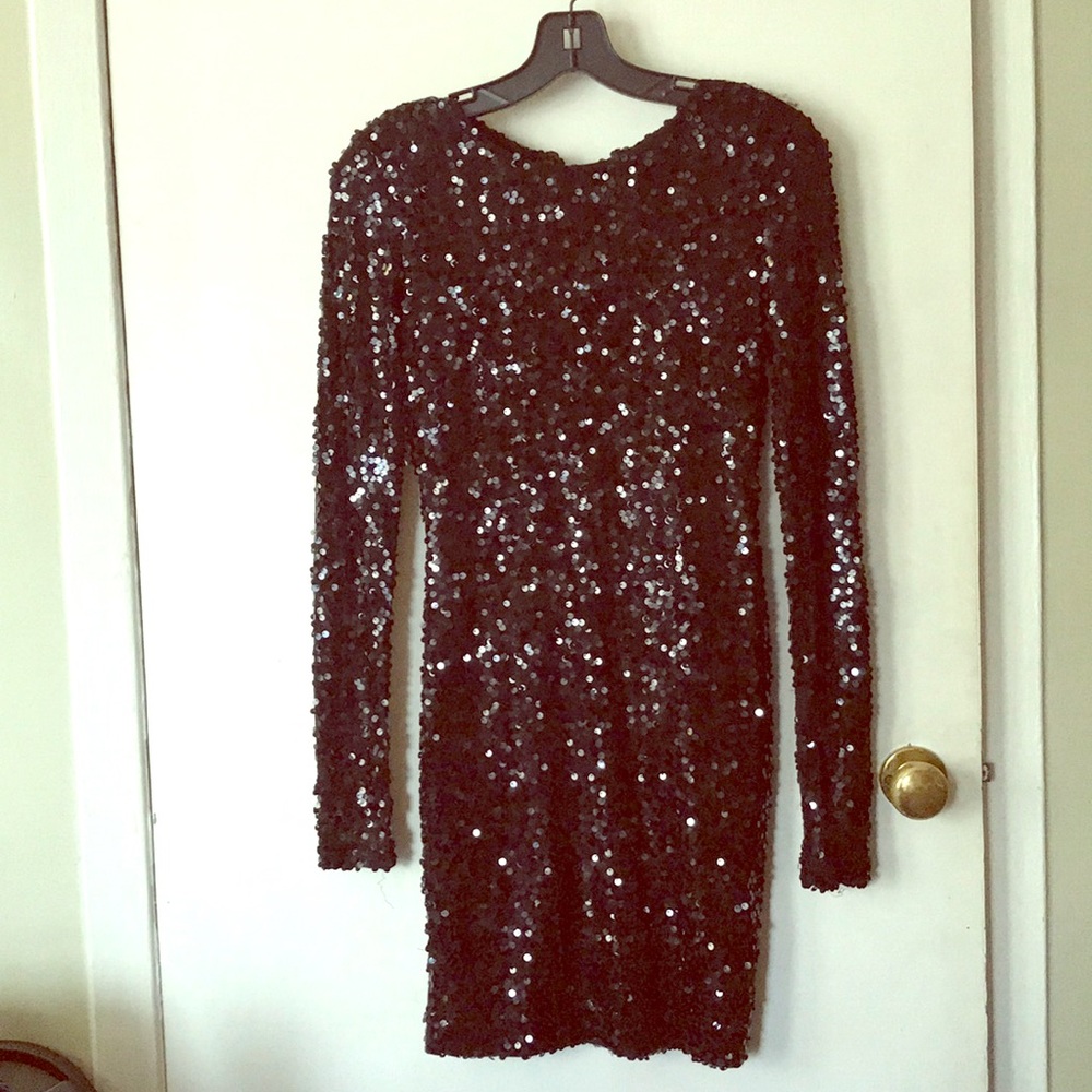 french connection black sequined dress